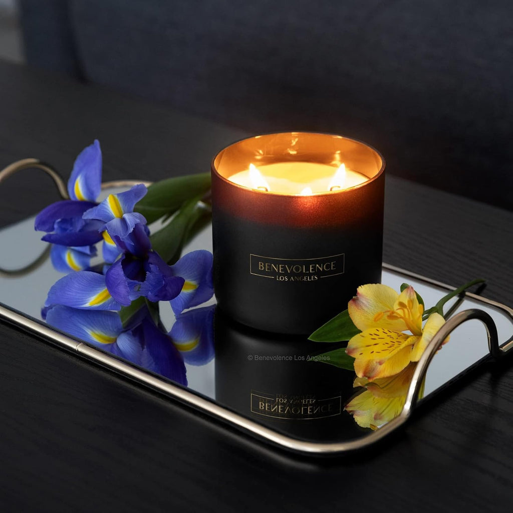 Premium Bergamot & Jasmine Large 3-Wick Scented Candle - 45-Hour Burn - Luxury Natural Soy Candle - Aromatherapy & - Set of 145
