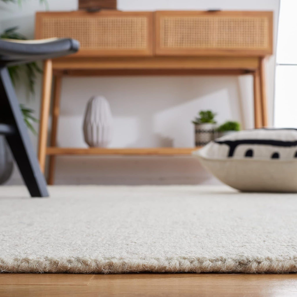Micro-Loop X-Large Area Rug - 12' x 15', Light Grey & Ivory, Handmade Wool