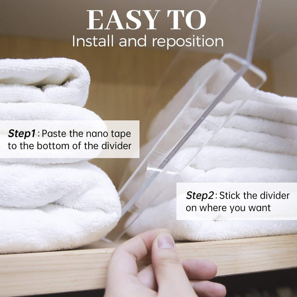 Acrylic Shelf Dividers for Closet Shelf Organizer, 10Pcs Clear Wood Closet Divider Separator for Storage and