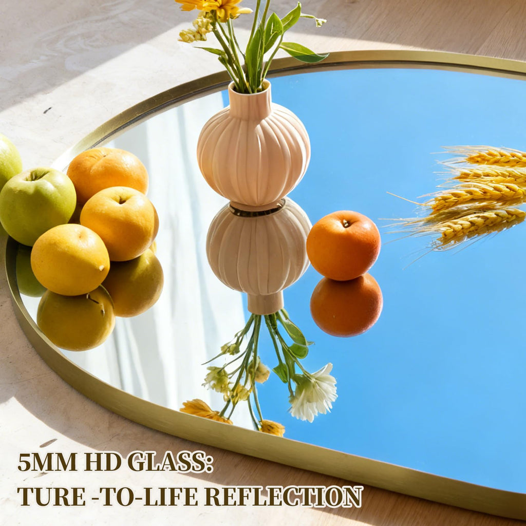 Oval Full Length Mirror, 71"×24" Wall-Mounted Mirror with Gold Frame in Shiny Gold, Ultra-Clear Explosion-Proof