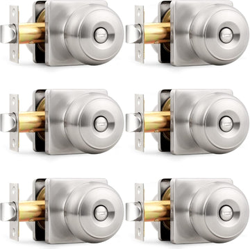 Brushed Nickel Square Door Knobs, Privacy Door Knobs , Interior Door Handles Stainless Steel, Modern Door Knobs with
