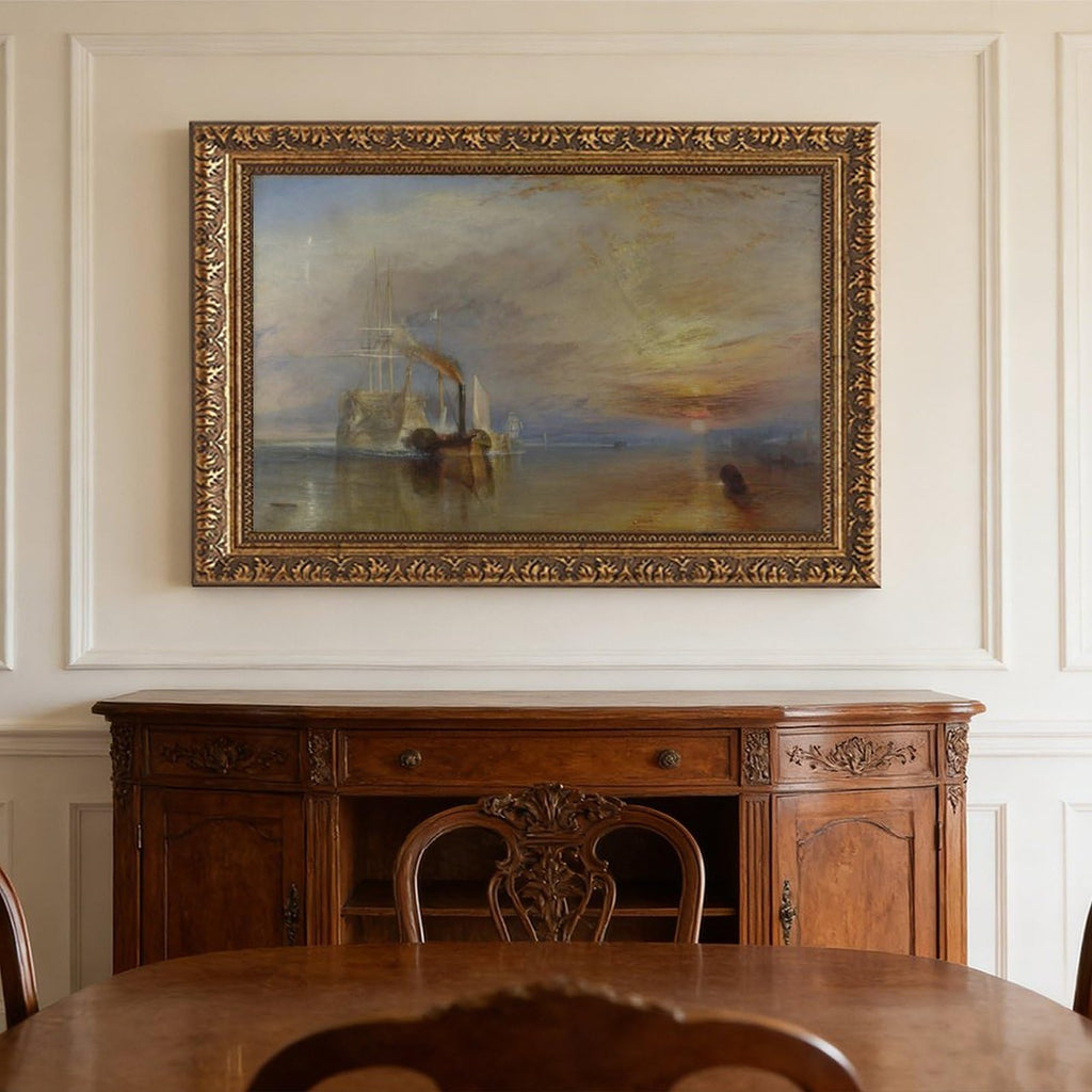 JMW Turner Fighting Temeraire Canvas Wall Art, Romanticism Marine Oil Painting Print, Vintage British Fine Poster