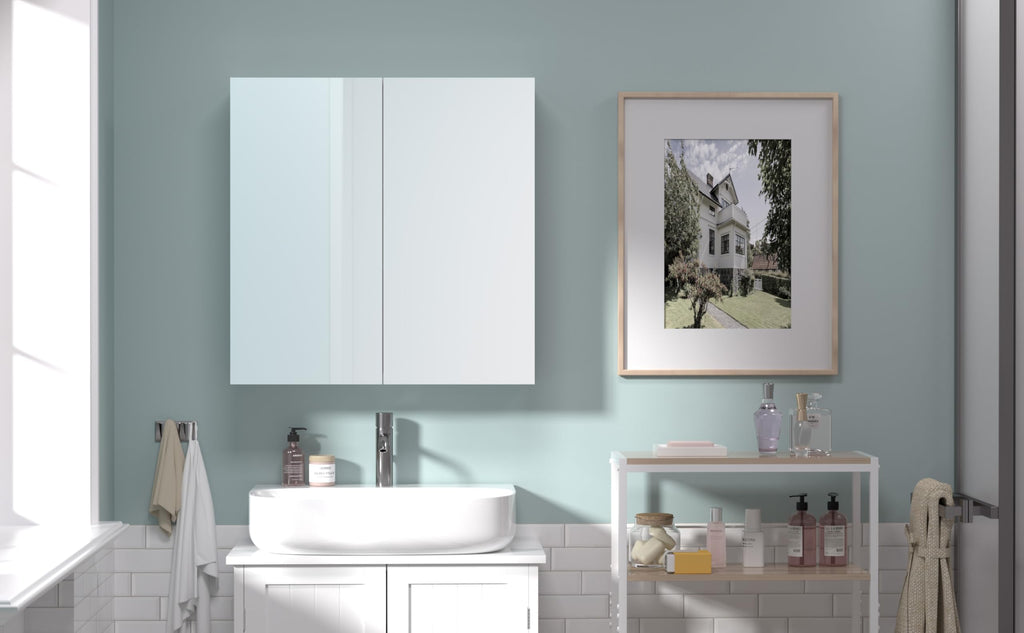 Reflexon 24x24 inch Bathroom Wall Cabinet, Storage Cabinet, Medicine Cabinet with 2 Door and Adjustable Shelves, Grey