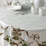 Heavyweight Engineered Printed Jacquard Fabric Christmas Table Cloth, Winter, and Christmas Tableclo