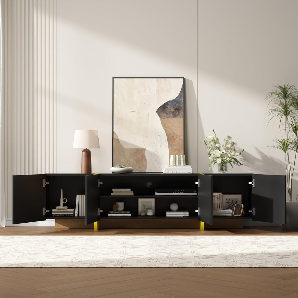 Luxury Fluted TV Stand for 65/70/75 Inch TV, Black