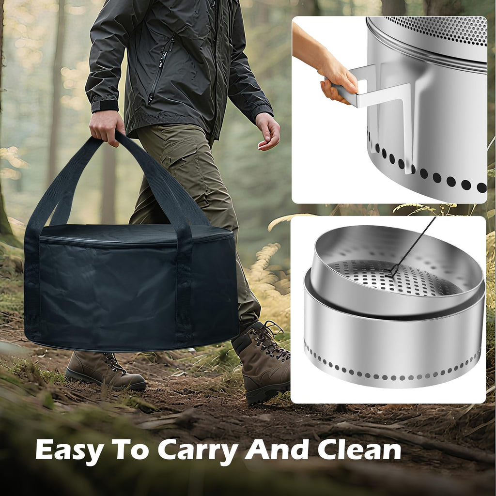 Smokeless Fire Pit 20 Inch, Portable Stainless Steel Firepit Outdoor