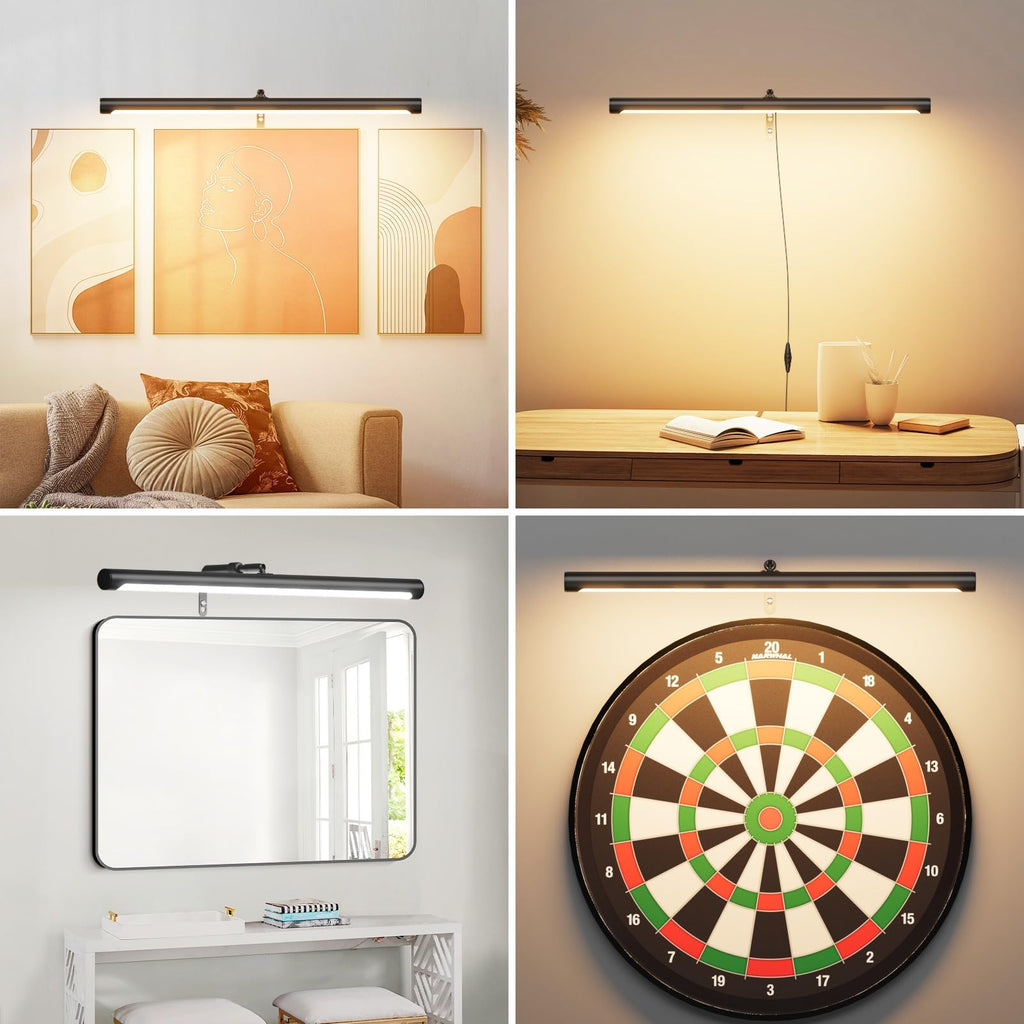 24" Plug in Picture Light 9W Black Art Light with Remote