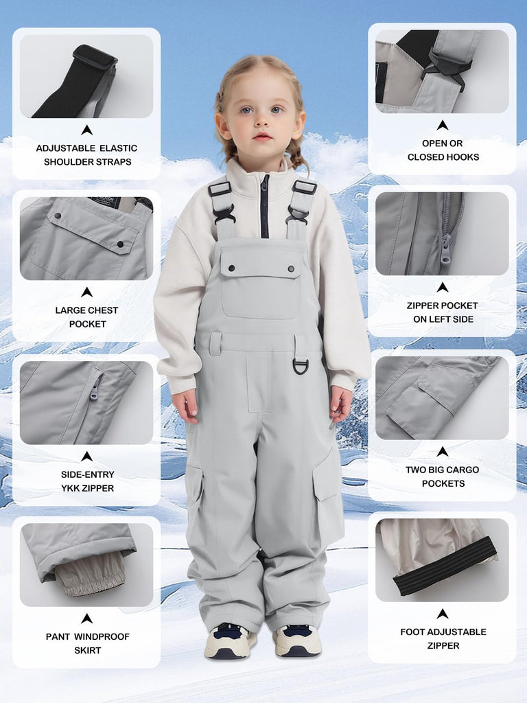 Kids Snow Bibs Boys Girls Ski Snowboard Pants (140cm,L Pink)