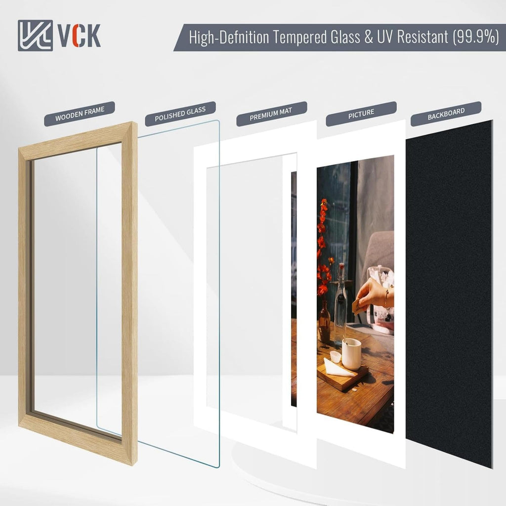 16x20 Frames 2 Pack, Oak Wood, 11x14 Mat, Glass, for Photo Print