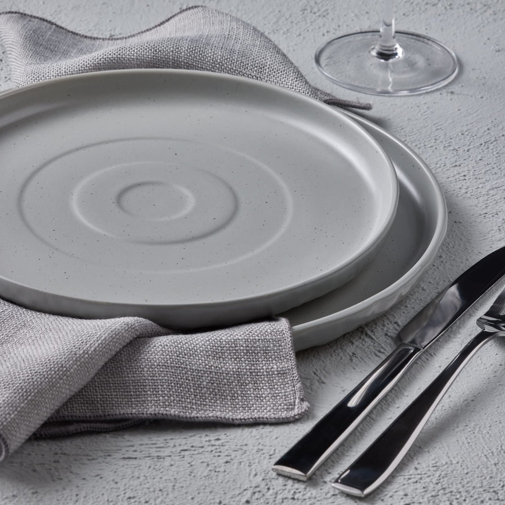32-Piece Stoneware Dinnerware Set, Plates and Bowls Set, Modern Dishware set fo 8, Grey Speckled