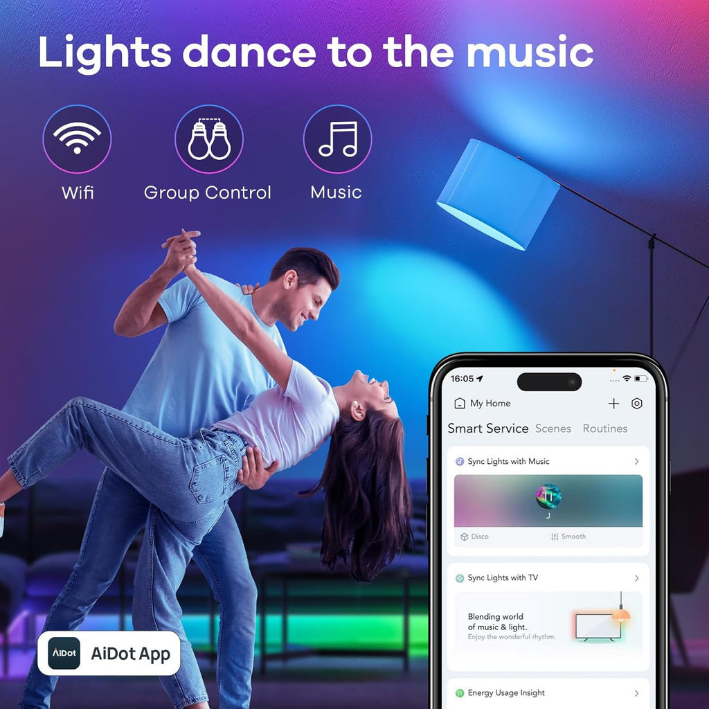 Smart Light Bulbs, Smart Bulb that Work with Alexa, Google Home, , LED Light Bulbs Color Changing RGBTW, 104