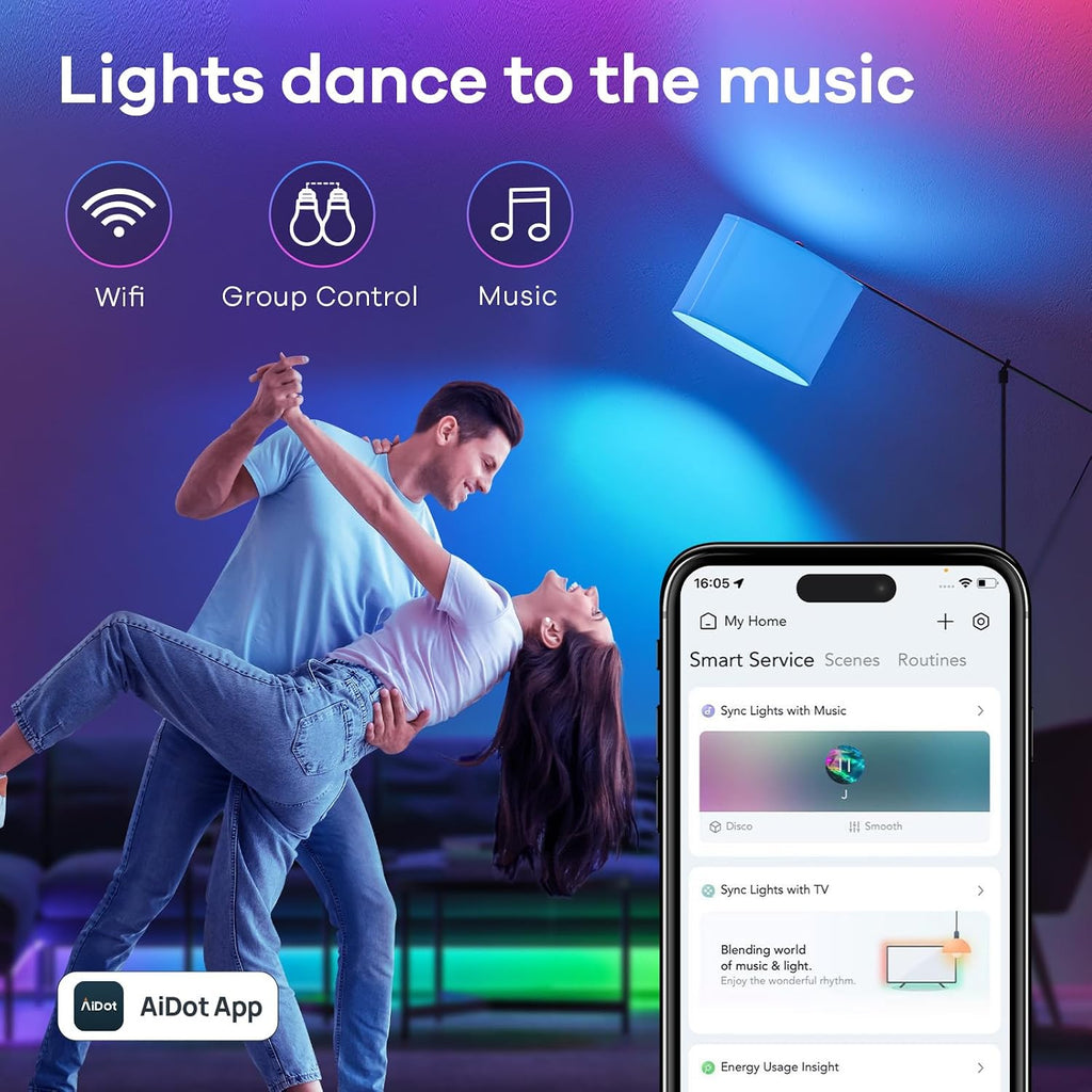 Matter Smart Light Bulb, Smart Bulbs Work with Apple Home, Siri, Alexa, Google Home, SmartThings, Color Changing