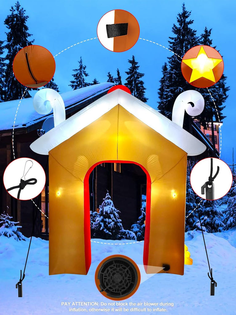 10FT Christmas Inflatables Arch for Outdoor Decoration, Xmas Gingerbread Man Snowman Blow Up Yard Decorations with