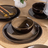Ceramic Dinnerware Sets for 6,Stoneware Plates and Bowls Sets,Handmade Reactive Glaze Dishes Set,Chip Resistant and