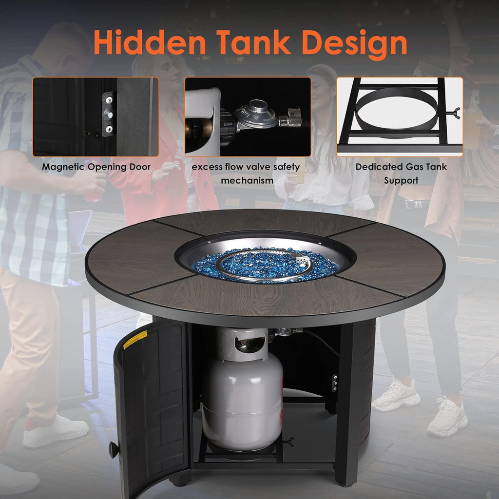 Propane Fire Pit Table 42 Inch Round – 50,000 BTU Outdoor Fire Pit with Lid, Converts to Patio Coffee Table, Certified, Includes Waterproof Cover & - Image 4
