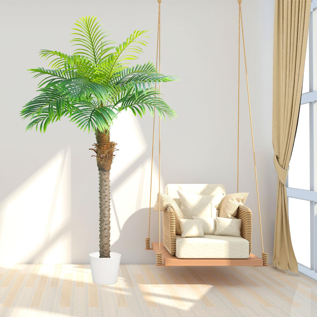 Palm Trees 6FT 2pcs Artificial Palm Tree for Outdoors 72IN - Green Coconut Silk Palm Tree Fake Plant in Pot - for