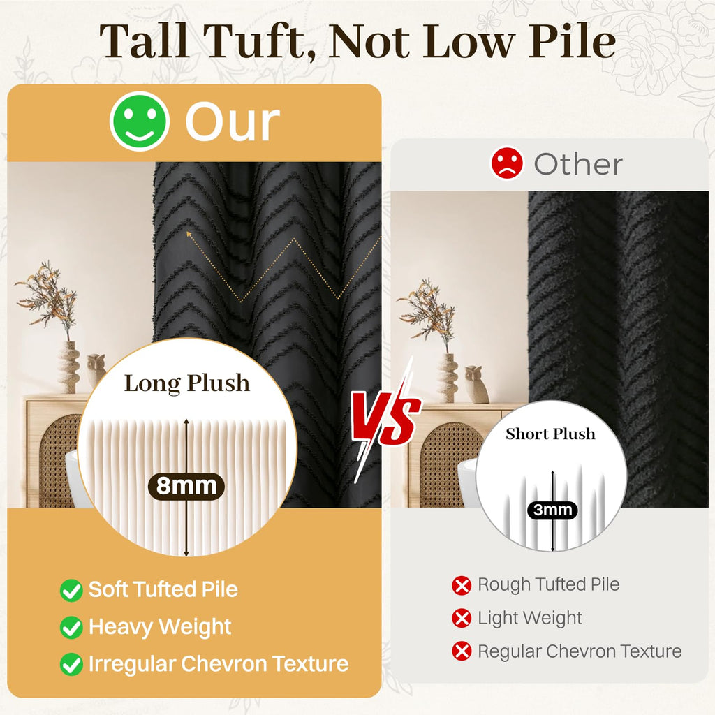 Ringless Tassel Black Chevron with Liner, 71x74