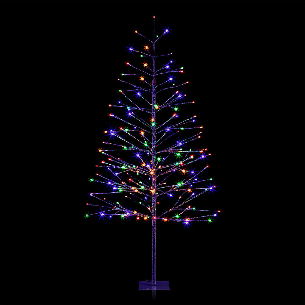 60" Tall Artificial Christmas Tree, 180 Multi-Colored LED Lights, Indoor Outdoor Plug-in Holiday Decoration or Lawn
