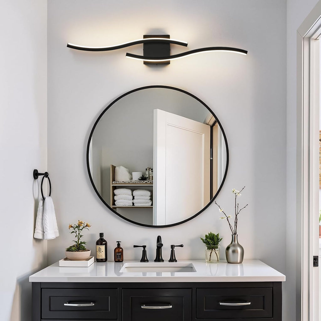 Bathroom Vanity Lights Over Mirror: 31.5 Inch 20W Black LED Bathroom Lighting Fixtures 5CCT Dimmable 2700-5000K