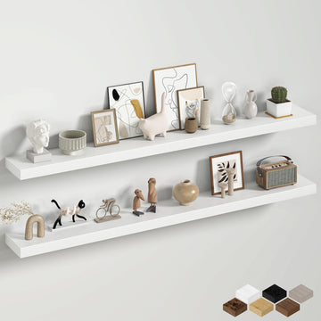 55 Inch Floating Shelves for Wall, Rustic Wooden Floating Shelf with Invisible Brackets, Large Storage Shelves Wall