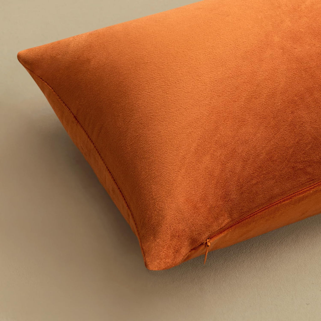 Velvet Fall Throw Pillow Covers 16x16 Inch Pack of 2 Orange
