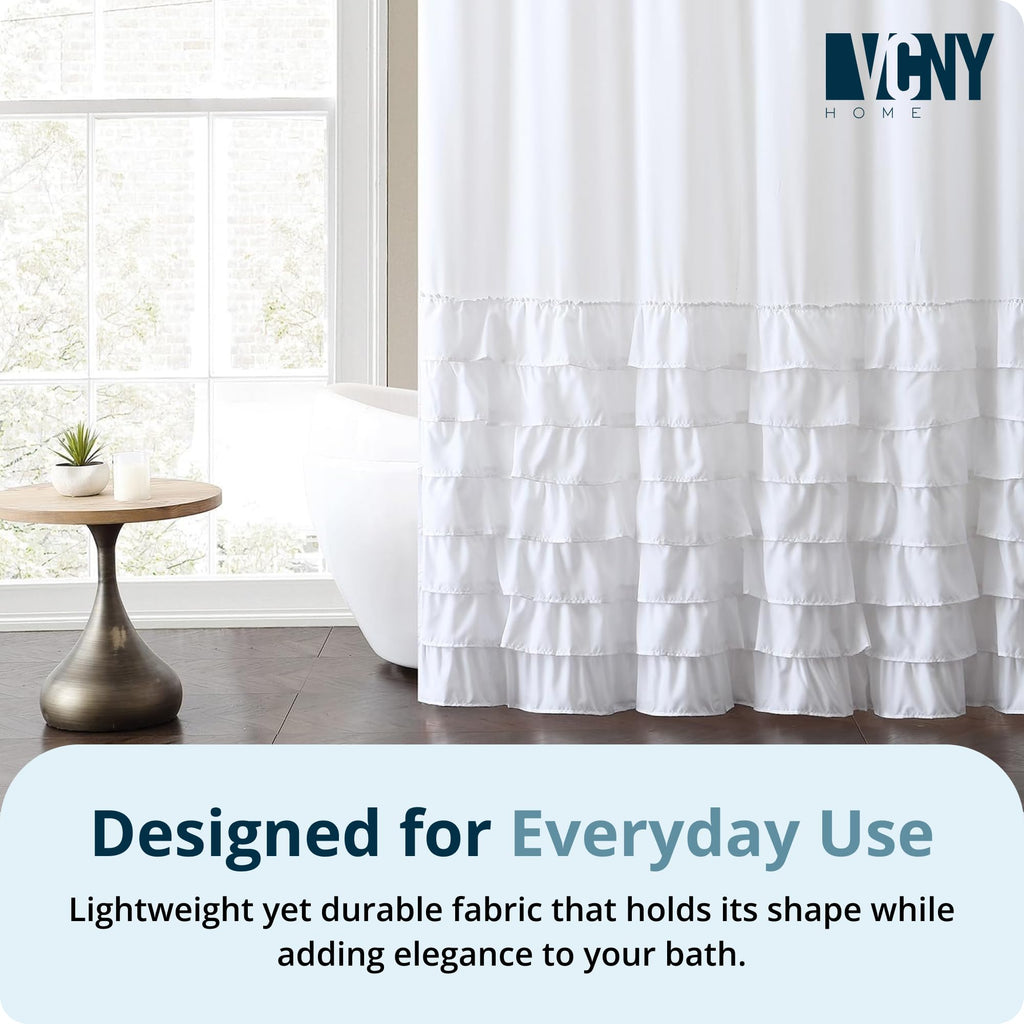 Melanie Ruffled Tier, White, 72 x 72 in