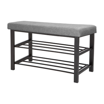 Storage Bench, Shoe Rack, Ottoman, Tufted, Padded Seating, Closet & Hallway, Grey