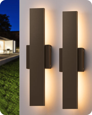 LED Outdoor Wall Lights, 15.7" Modern Outdoor Sconce, Oil Bronze