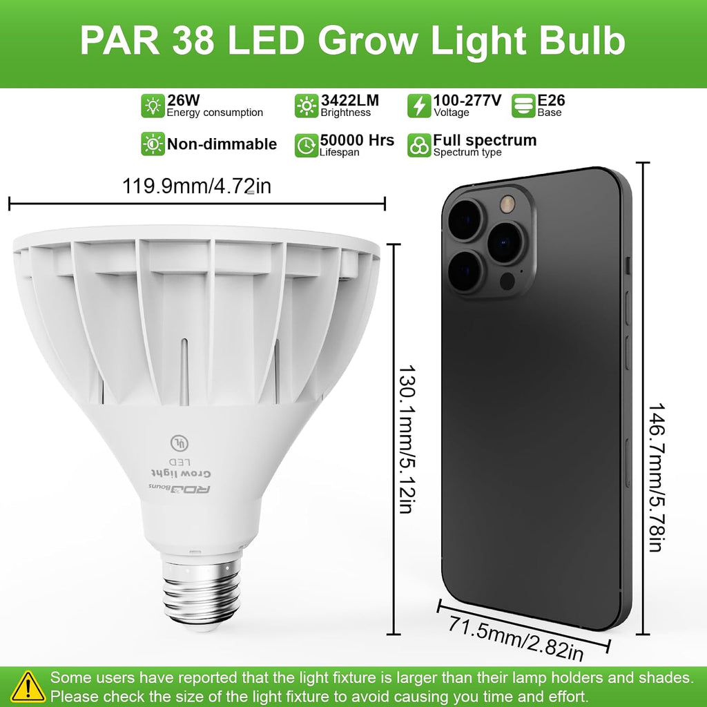 26W LED Grow Light Bulb for Indoor Plants, Full Spectrum