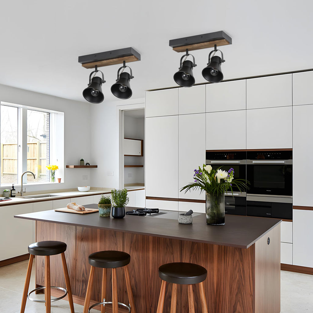 Track Light Fixtures, Adjustable Ceiling/Wall Mount, Industrial Black Kitchen Track Lighting