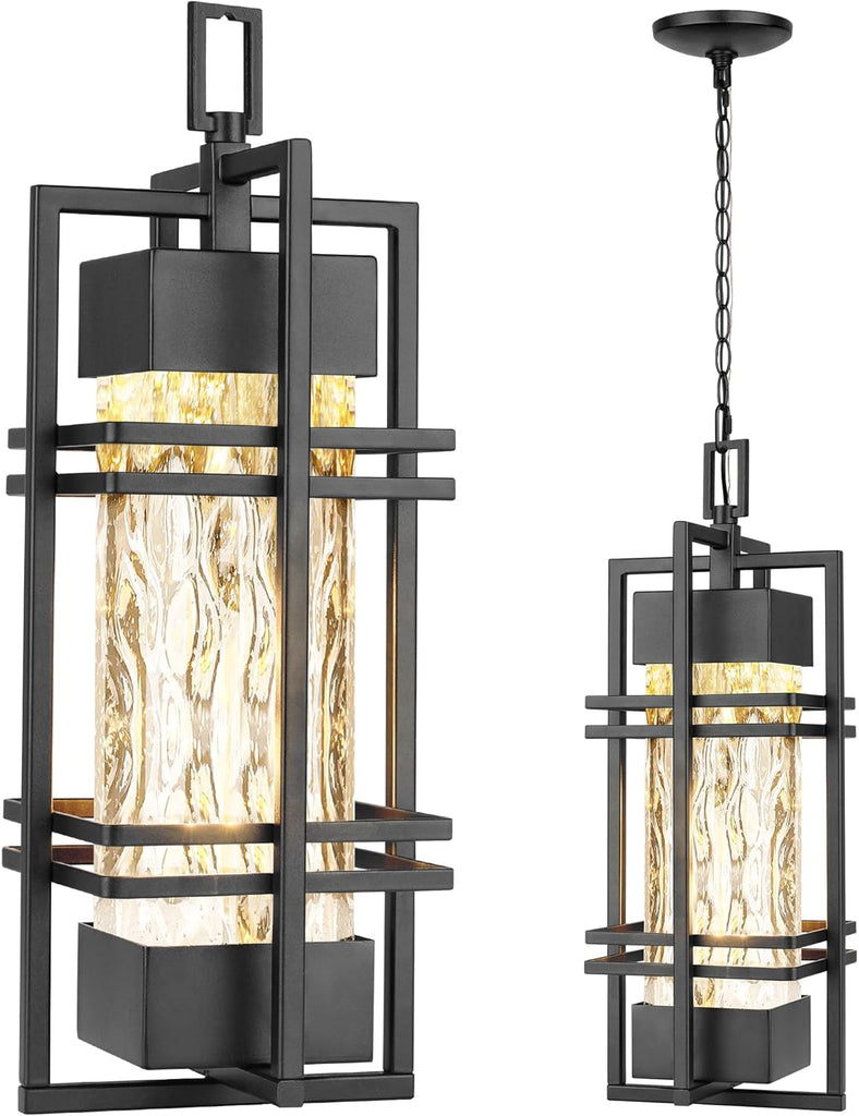 Large Outdoor Pendant Light Fixture, Modern Hanging Lantern Ceiling Mount