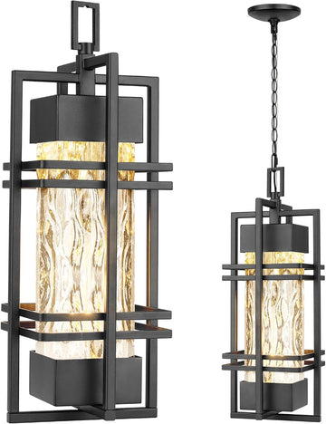 Large Outdoor Pendant Light Fixture, Modern Hanging Lantern Ceiling Mount