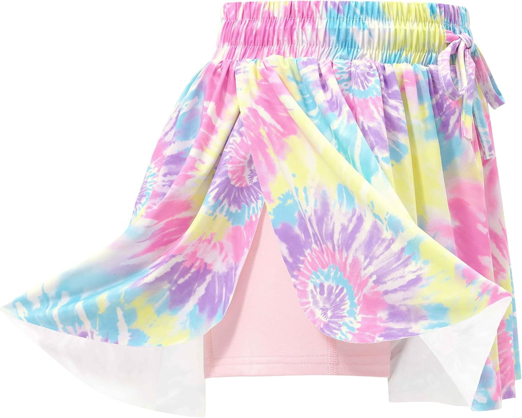 Girls in-1 Flowy Athletic Skort Drawstring Liner Pocket
