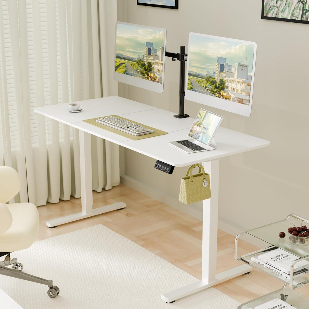 55"x24" Standing Desk, Height Adjustable Sit-Stand Office,White | Electric Adjustable Standing Desk, Sit to Stand