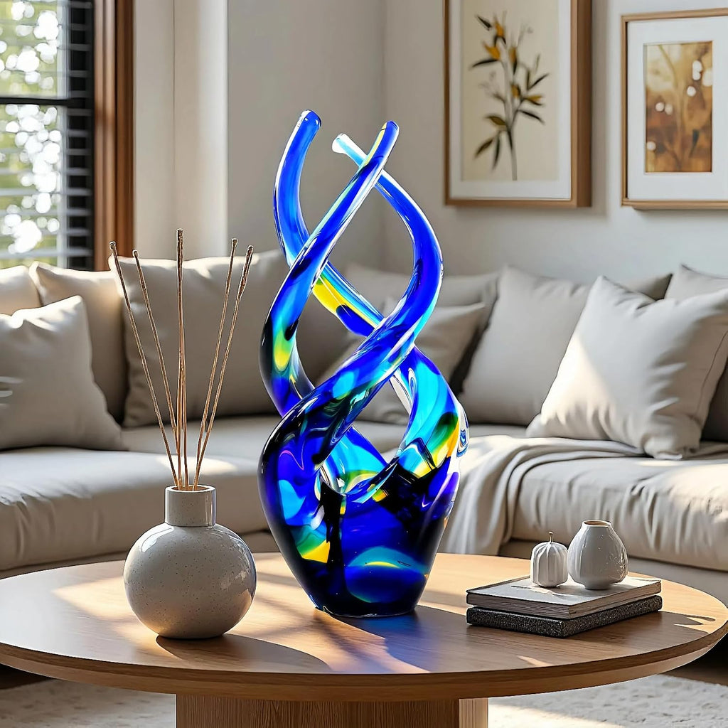 Hand Blown Cobalt Blue Ocean Theme Glass Sculpture Home Decor - Set of 199