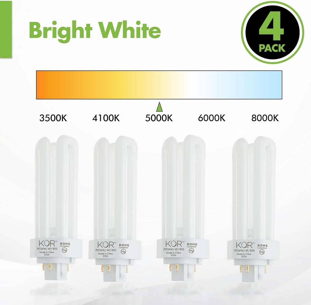 26W Triple Tube Compact Fluorescent Light Bulb, 4 Pack