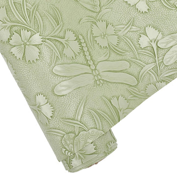 Embossed Vintage Butterflies Pattern PU Leather Sheets 54×11.9 Inch Textured Solid Color Fabric Sheets for DIY
