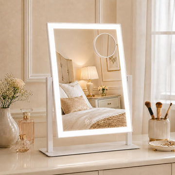 Vanity Mirror with Lights, 32" x 22" Large Lighted Vanity Mirror with Dimmable 3 Modes, LED Makeup Mirror, USB