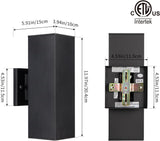 Modern Outdoor Porch Light Patio Light in 2 Lights with Aluminum Rectangular Tube and Tempered Glass Cover Waterproof