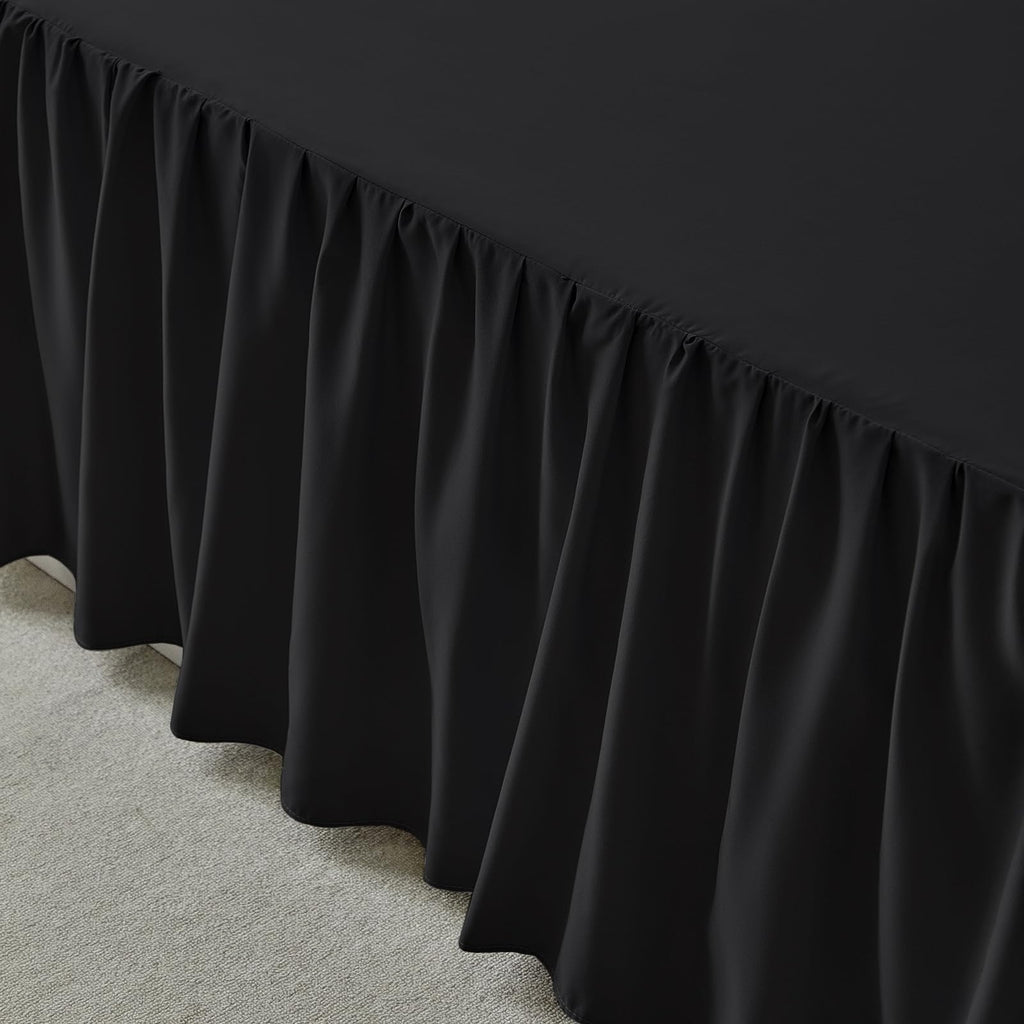 Bed Skirt King Size Three Fabric Sides Elastic Dust Ruffled Bed Skirt with Split Corners, Full Ruffles Bed Skirts 16
