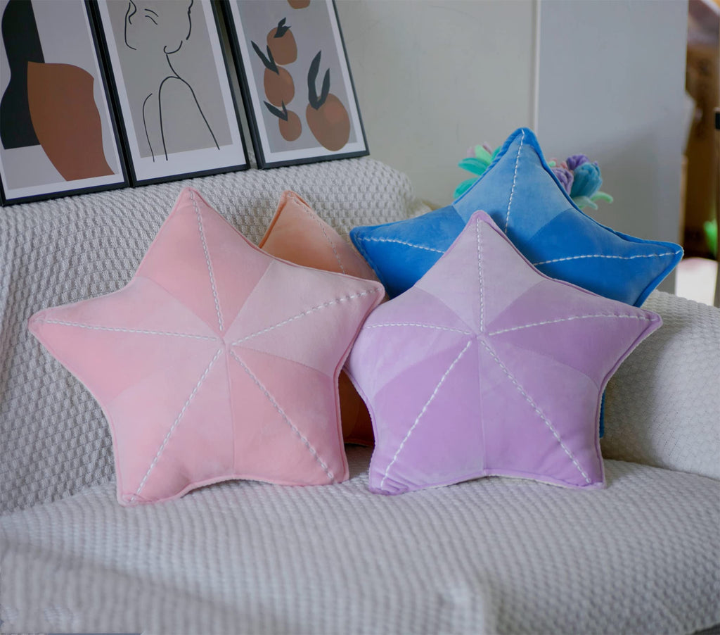 Starfish Shell Pillow Floor Pillow Sofa Cushion Reading Pillow Car Cushion (Light Purple, 19.6in)