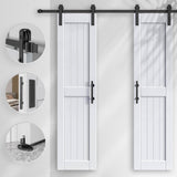 48 x 84 inch (Double 24x84 Door) White Barn Door with 8FT Sliding Door Hardware Kit Included & Handl