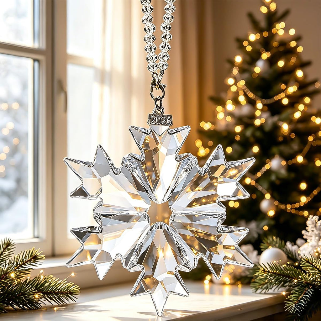 Crystal Snowflake Christmas Ornaments 2026, Beautiful Glass Star Ornaments