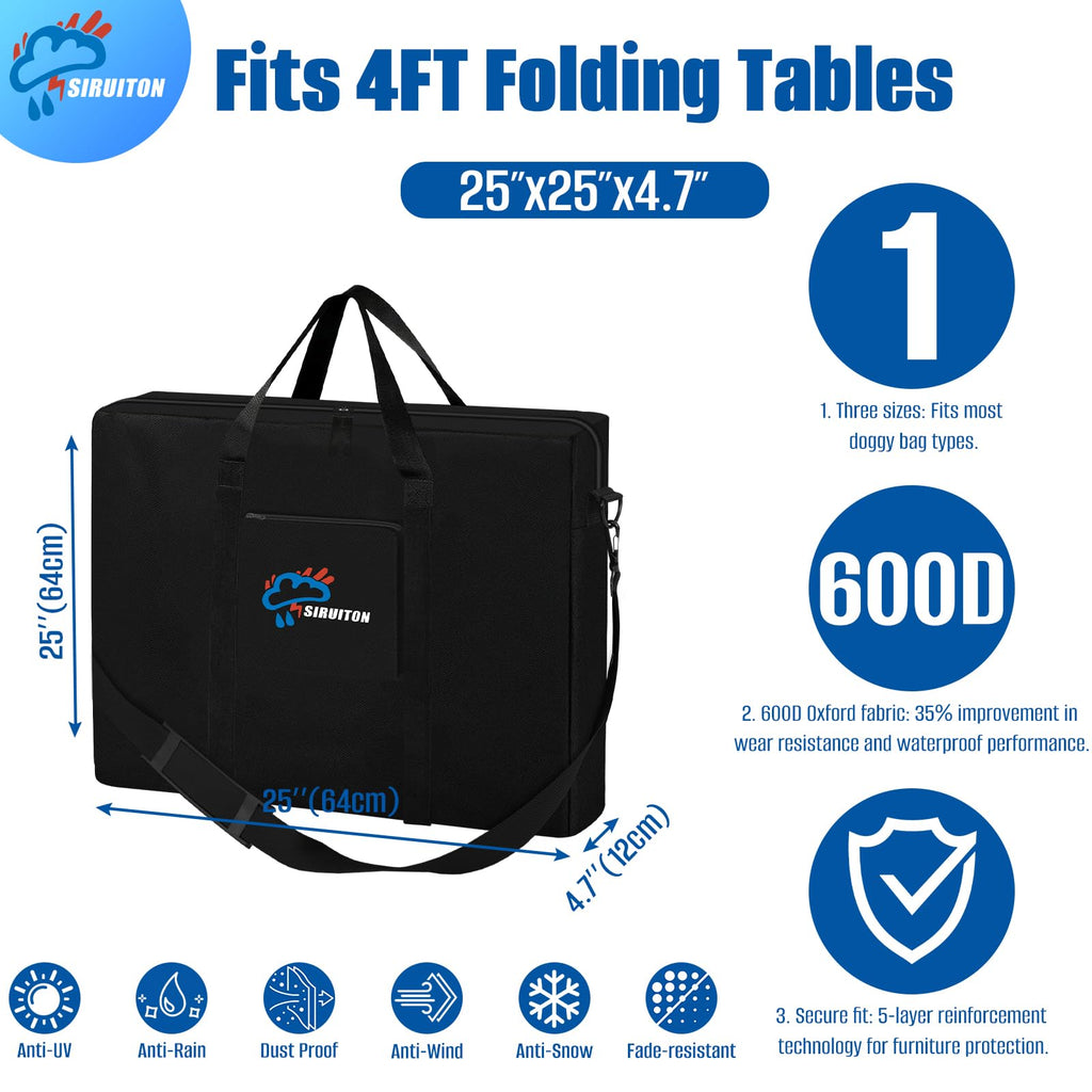Folding Table Storage Bag Fits 4FT Tables, Thick 600D Oxford