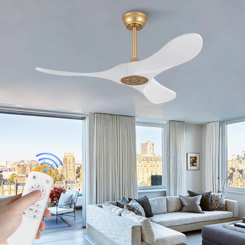 42 Inch Solid Wood Ceiling Fan with Remote,White and Gold, no Light, 6 Speeds, Reversible DC Motor, Modern Ceiling Fans Without Lights for Outdoor Indoor Bedroom Farmhouse,Patios A101-B0DGXV4NBQ