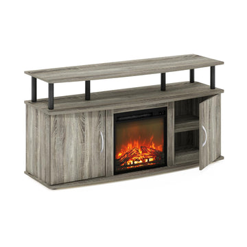 Jensen Fireplace TV Stand, Entertainment Center, TV Console for TV up to 55 Inch with Fireplace and Doors Storage