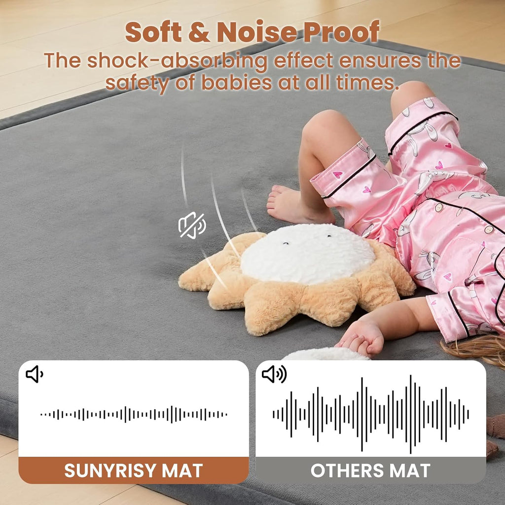Baby Play Mat for Floor 60 x 60in 1.4in Thick Grey