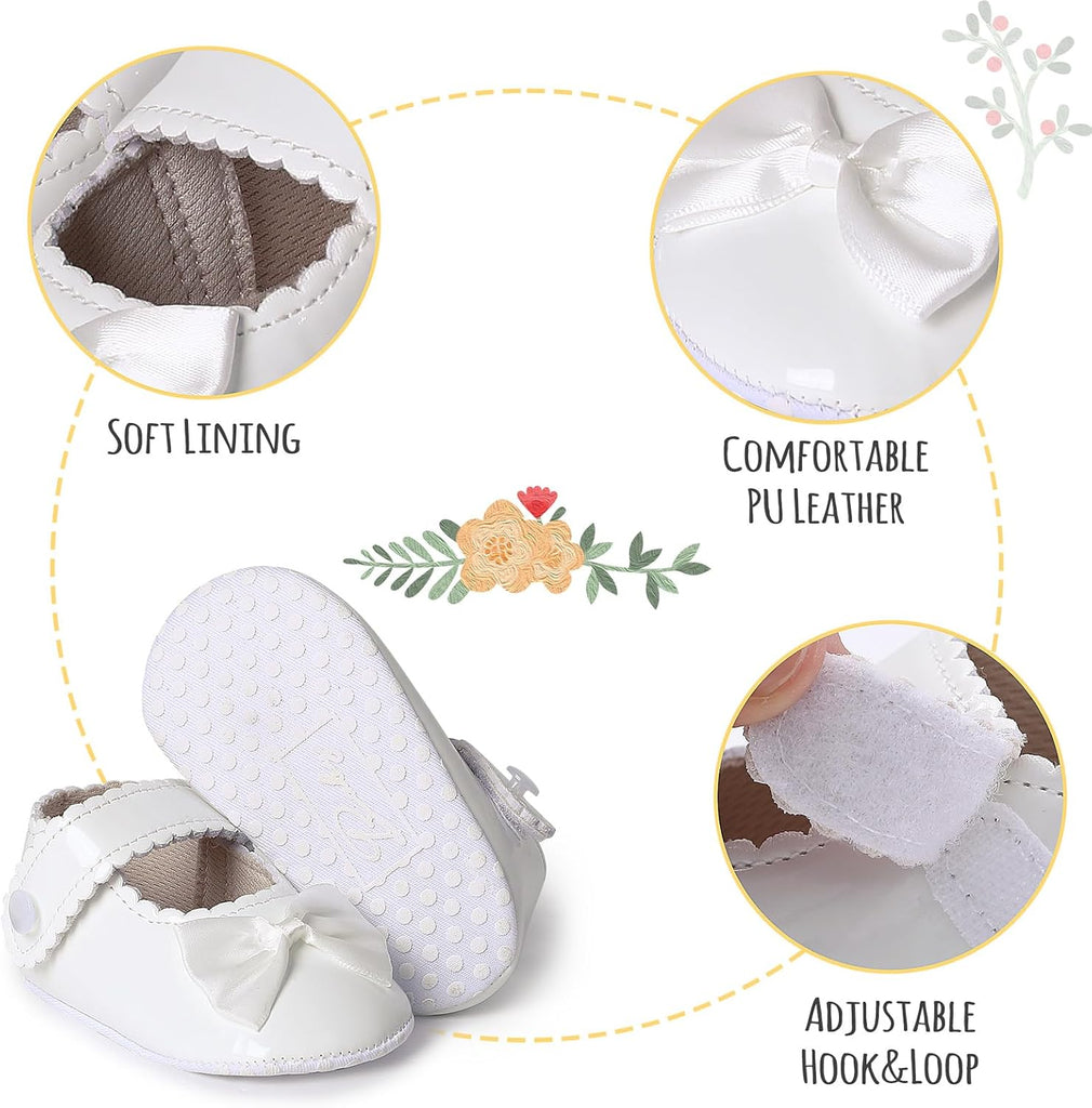 Baby Girls Baptism Shoes Toddler Bowknot Mary Jane Shoes