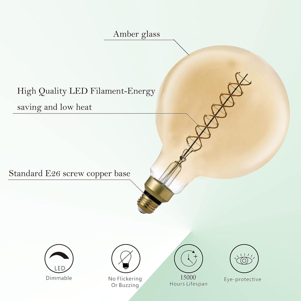 G200 Oversized LED Edison Light Bulb Dimmable 8W 450lm E26 2200K 1PC