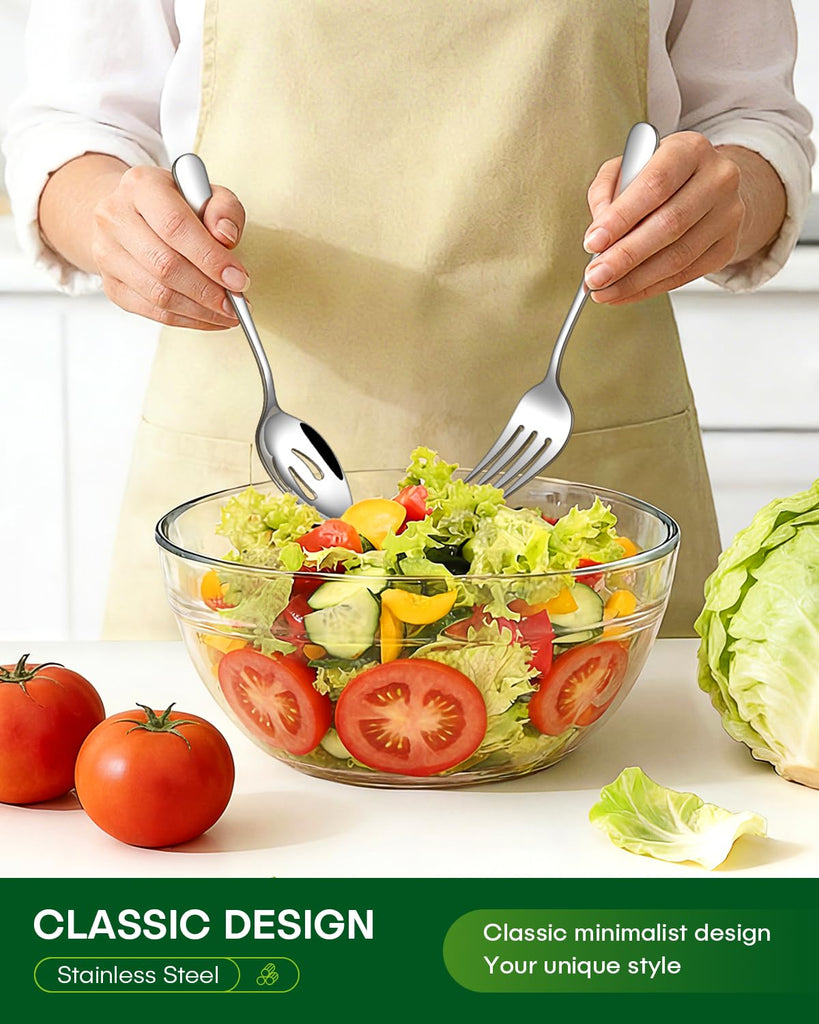 45 Piece Silverware Set with Serving Utensils, Stainless Steel Flatware Set for 8 Food Grade Novelty Flatware Cutlery